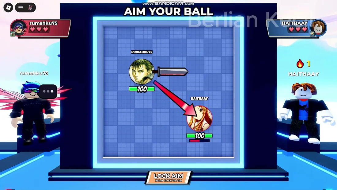 Desktop aiming screen with direction arrow and Lock Aim button